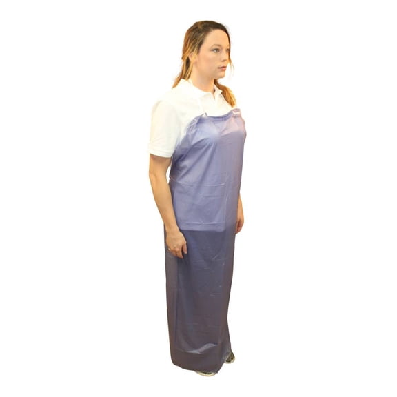 Vinyl Apron, 6 Mil, Hemmed, String Ties, 35" x 45", Blue, 12 pack