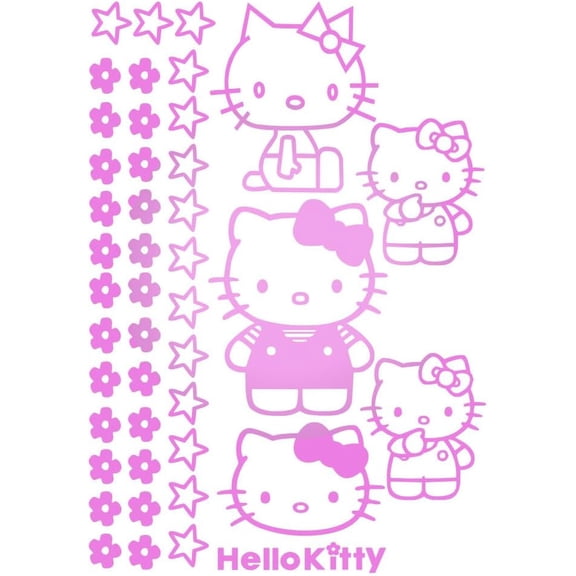 Vinyl Art Decal Decor - Hello Kitty - 7" to 9" Each - Cute Trendy Inspiring Lovely Design for Girls Boys Bedroom Closet Playroom Nursery Kinder Daycare Living Room Wall Sticker