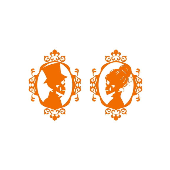 Vinyl Art Decal Decor - Victorian Skeleton Couple - 16.5" x 26.8" - Awesome Scary Halloween Season Design For Living Room Entryway Door Coffee Shop Store Front Windows Spooky Wall Sticker