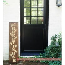 Vinyl Art Decal - Vertical Fall Greetings Autumn Leaf Art - Decal Sticker for Tall Wood Sign - Porch Sitter Decor Sign Art - DIY Front Door Decor, 4ft Beige