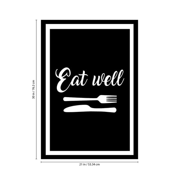 Vinyl Art Wall Decal - Eat Well - 30" x 21" - Modern Cursive Lettering Fork Knife Food Dining Room Kitchen Household Quotes - Positive Home Workplace Cafe Restaurant Eatery Decals