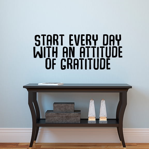 Vinyl Art Wall Decal - Start Every Day with an Attitude of Gratitude - 14" x 35" - Motivational Life Quotes - Home Office Wall Decoration - Positive Thinking - Bedroom Living Room Wall Decor