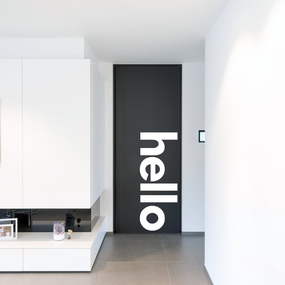 Vinyl Art Wall Decals - Hello Greeting - 60" x 23" Decorative Door Mural - Removable Wall Sticker Decal for Home Decor - Business Office - Bedroom Living Room Vinyl Stencil Adhesive (60" X 23"; WHITE)