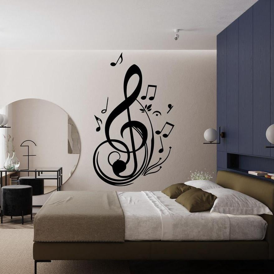 Vinyl Art Wall Decals Music Treble clef Note Melody Sound Rock Wall ...