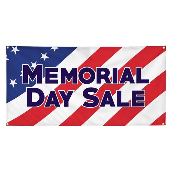 Vinyl Banner Multiple Sizes Memorial Day Sale Advertising Printing Business Outdoor Weatherproof Industrial Yard Signs Blue 8 Grommets 48x96Inches