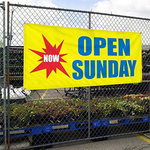 Vinyl Banner Multiple Sizes Now Open Sunday Business Business Outdoor ...