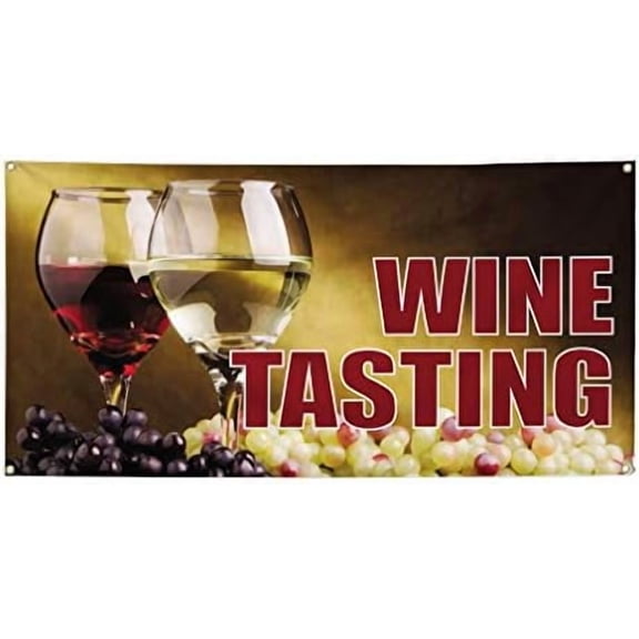 Vinyl Banner Multiple Sizes Wine Tasting Outdoor Advertising Printing Restaurant & Food Outdoor Weatherproof Industrial Yard Signs Brown 4 Grommets 24x48Inches