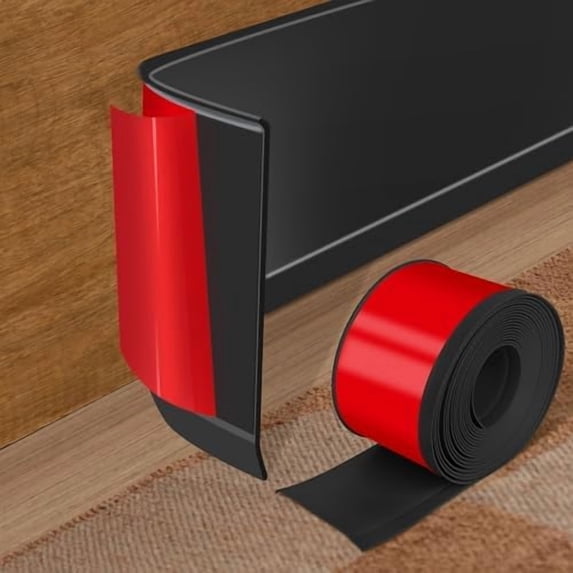 Vinyl Baseboard Molding Trim 3 Inch x 60 Feet Peel and Stick Baseboard Trim Flexible PVC Cove Base Moulding Self-Adhesive Trim for Garage Bathroom Cabinet Floor Walls, Black