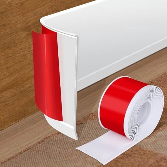 Vinyl Baseboard Molding Trim 6 Inch x 20 Feet Peel and Stick Baseboard Trim Flexible PVC Cove Base Moulding Self-Adhesive Trim for Garage Bathroom Cabinet Floor Walls, White