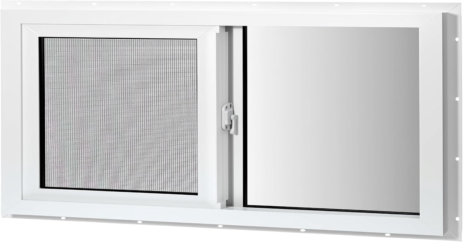 Vinyl Basement Sliding Window, 24" x 12" White - Walmart.com