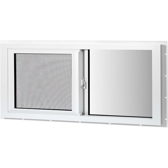 Vinyl Basement Sliding Window, 24" x 12" White