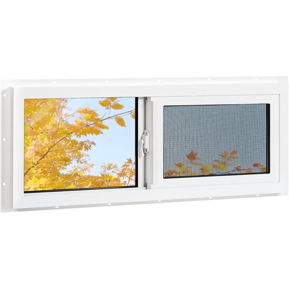 Vinyl Basement Window, Bathroom Sliding Window 24" x 12" White