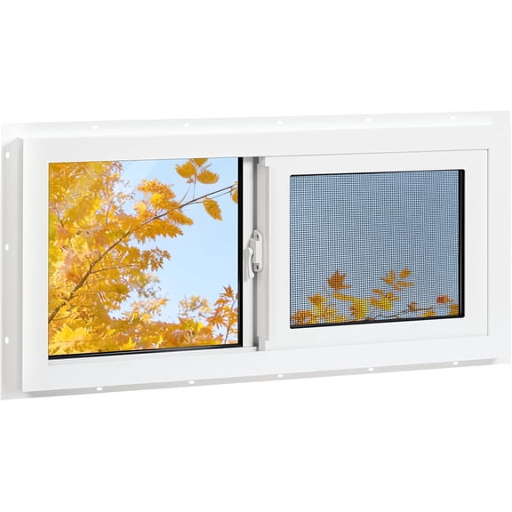 Vinyl Basement Window, Bathroom Sliding Window 32" x 14" White