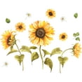 thumbnail image 1 of Vinyl Bedroom Living Room Sunflowers Adhesive Wall Decal Design | 20 Inches x 28 Inches Home Art Helianthus Flowers Decor Sticker Removable Flowering Plants Trees Wall Decoration - Multi-colored, 1 of 5