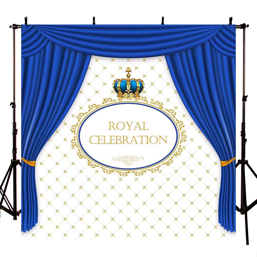 Vinyl Birthday Photobooth Little Prince Blue Curtains Baby Shower ...