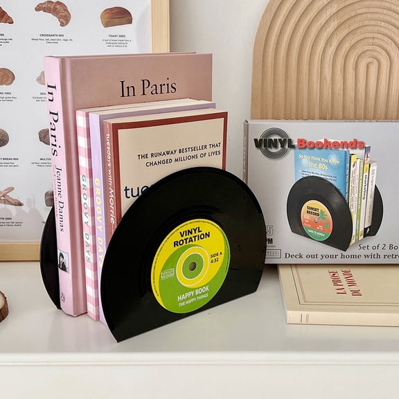 Vinyl CD Bookends Creative Record Bookstand Desktop Decoration Vintage Partition