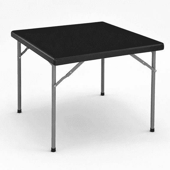 Vinyl Card Tablecloth with Flannel Backing 34x34 inch - Waterproof Plastic Picnic Table Cover for Square Folding Table Cloth with Elastic Corners, Black