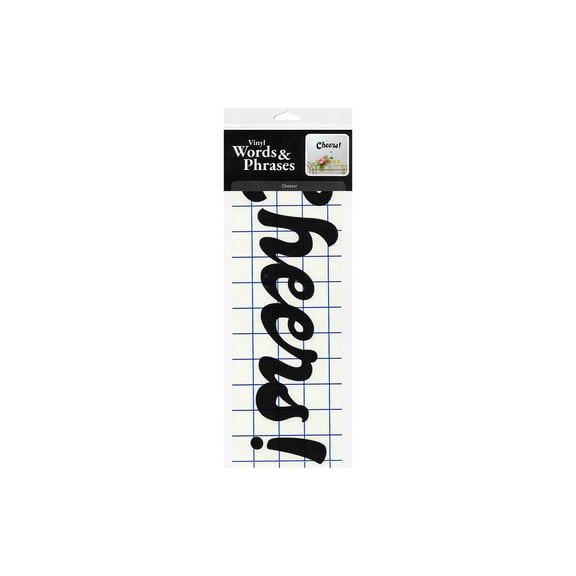 Leisure Arts Home Decor Vinyl Wall Words Cheers Black, Removable Oracal Matte Vinyl for Painted Walls Plaques and Glass, Pre-Cut and Transfer Tape Applied