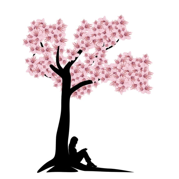 Vinyl Cherry Blossom Themed Decals -Peel and Stick Wall Decals-Tree Wall Decals for Home Decoration in Floral Theme-Size 16" x 20".