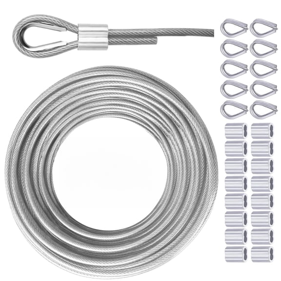 Vinyl Coated Galvanized Steel Wire Rope 3/16" Pvc Covered Cable 50ft/100ft/150ft/200ft Ideal String Light Hanging