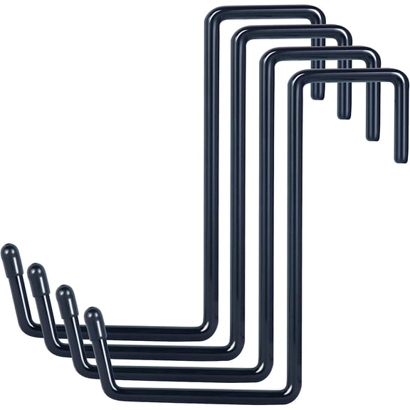 Vinyl Coated Heavy Duty Large Hooks for Hanging,Rafter Hanger Hook,Garage Bike Hooks,Ladder Hooks Storage Organizer,Large Object,Tools,Hose,Ropes and Pool Equipment Hooks Black 4 Pack