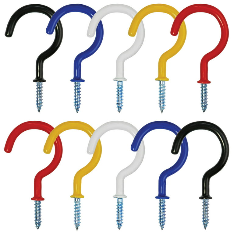 Vinyl Coated Screw-in Ceiling Hooks Cup Hooks 2.9 Inches Screw Hooks 30  Pack (5 Colors)