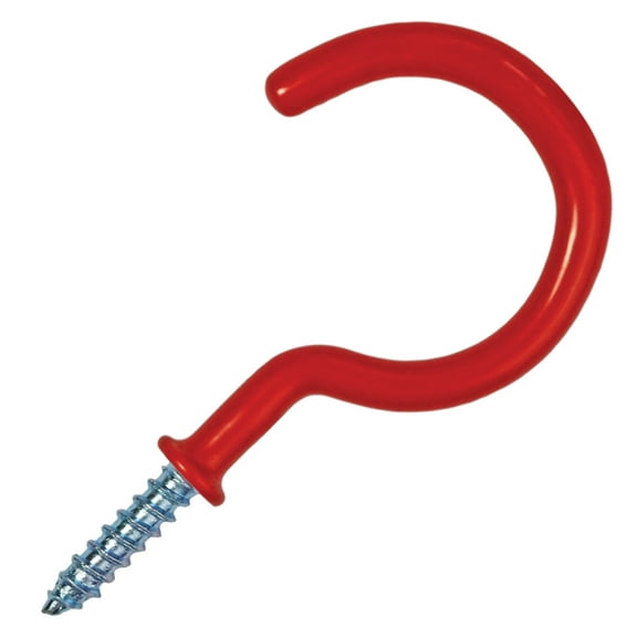 Vinyl Coated Screw-in Ceiling Hooks Cup Hooks 2.9 Inches Screw Hooks 30 Pack (Red)