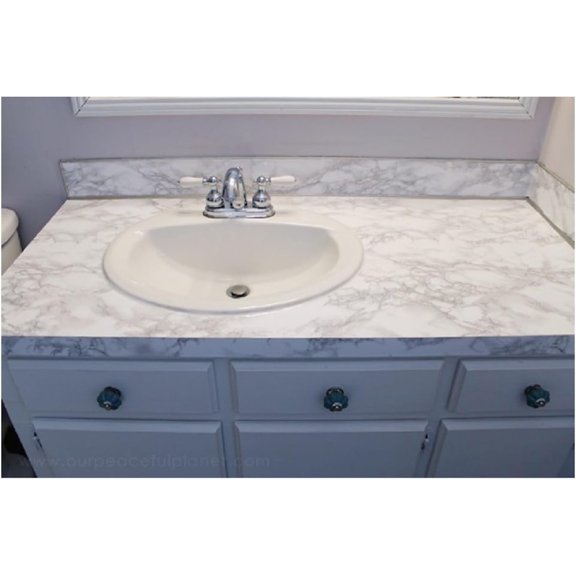 Vinyl Countertop Update Wrap 36" x 36" Waterproof White Marble Contact Paper Adhesive Covering for Formica Laminate Removable Peel and Stick Backsplash