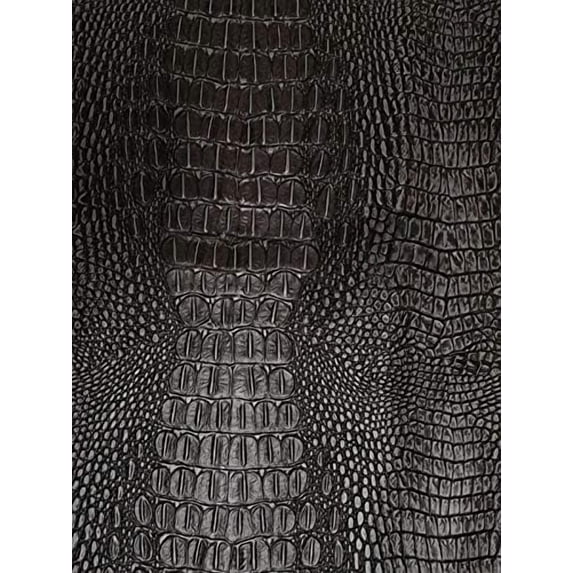 Vinyl Crocodile Crock Fake Leather Upholstery 54" Wide Sold by The Yard (Ebony Black)