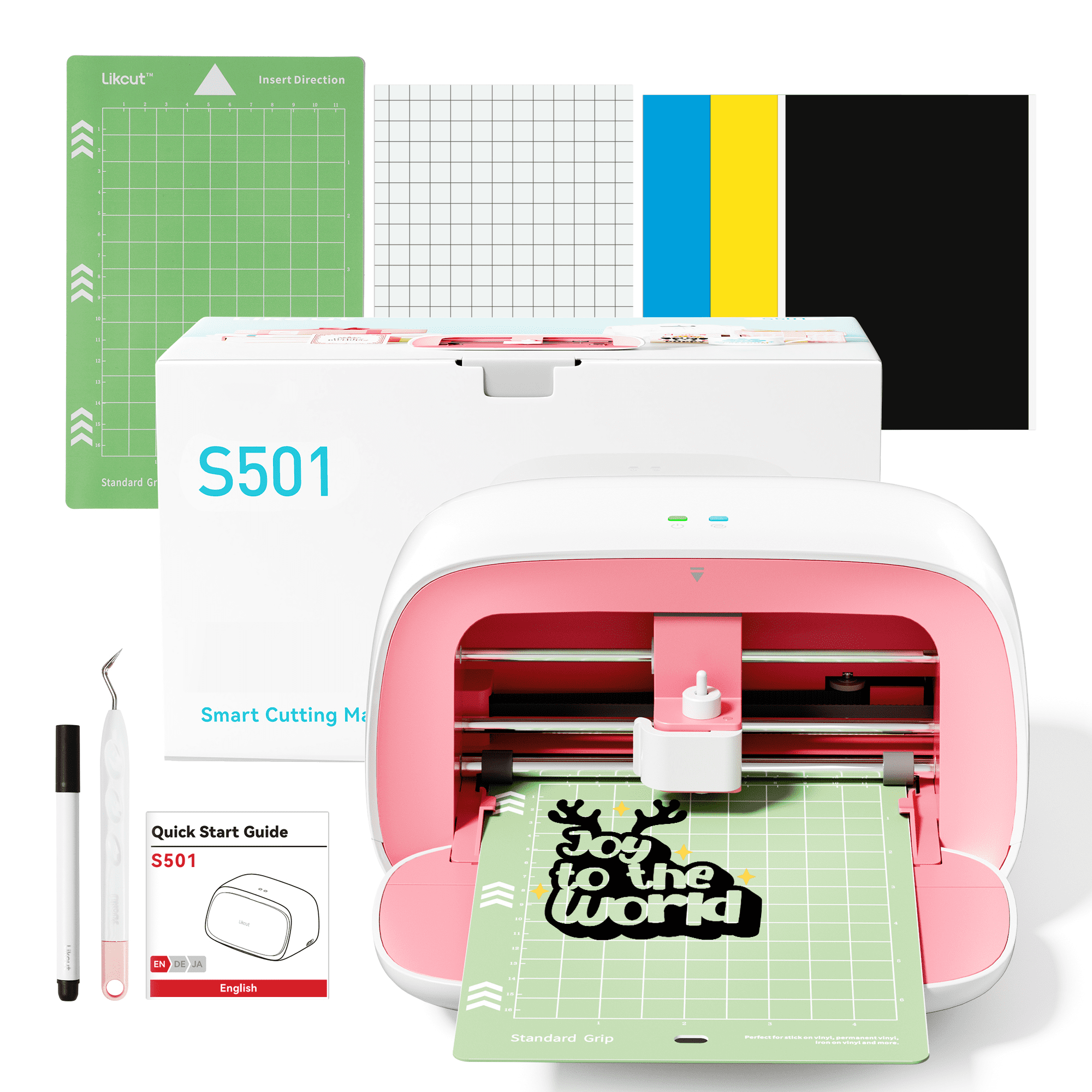 Vinyl Cutter Machine Upgrade AVynix S501 – Portable Smart Cutting Tool for DIY Crafts, Stickers, Decals & Home Decor (Pink)
