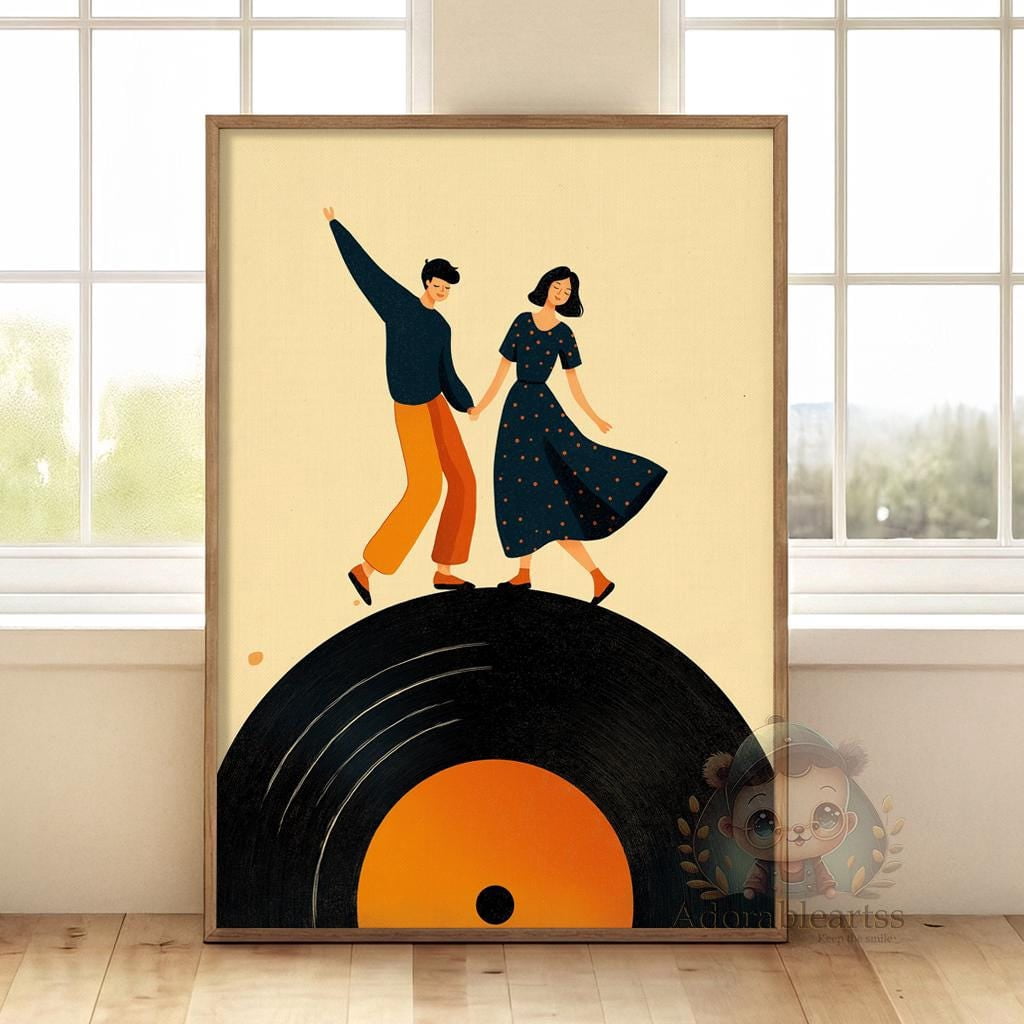 Vinyl Dancing Couple Record Retro Music Romantic Vintage Poster ...