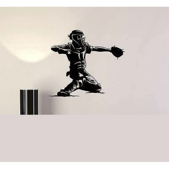 Vinyl Decal Baseball Catcher Player Sports Man Fan Decor Wall Stickers
