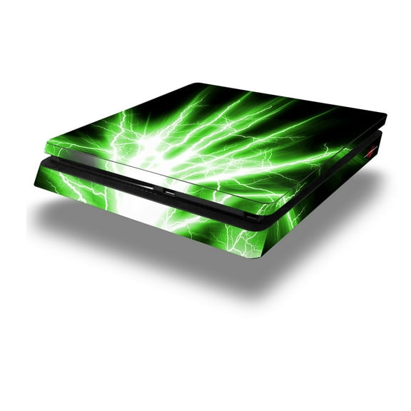 Vinyl Decal Skin Wrap compatible with Sony PlayStation 4 Slim Console Lightning Green (PS4 NOT INCLUDED)