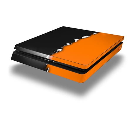 Vinyl Decal Skin Wrap compatible with Sony PlayStation 4 Slim Console Ripped Colors Black Orange (PS4 NOT INCLUDED)