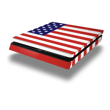 Vinyl Decal Skin Wrap compatible with Sony PlayStation 4 Slim Console USA American Flag 01 (PS4 NOT INCLUDED)