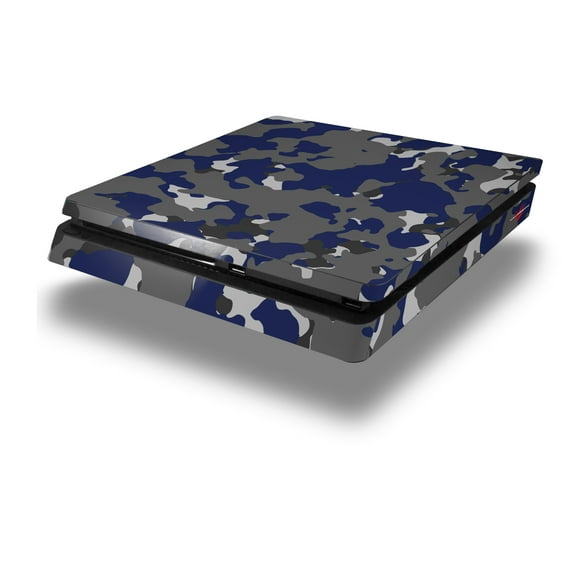 Vinyl Decal Skin Wrap compatible with Sony PlayStation 4 Slim Console WraptorCamo Old School Camouflage Camo Blue Navy (PS4 NOT INCLUDED)