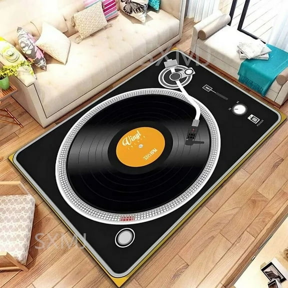 Vinyl Disc Player Phonograph Music Carpet Area Rug for Bedroom Living Room Doormat Home Decor Floor Non-Slip Pad Rockband Mat
