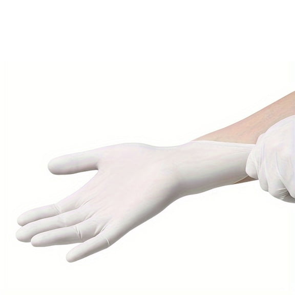 Vinyl Disposable Gloves,Powder Free,Cleaning Service Gloves, Latex Free,Gloves for Medical, Cooking, Cleaning, and Food Prep,BBQ,Parties,Gatherings(M,White/100PCS)