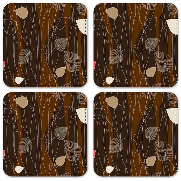 Vinyl Drink Coasters - Set of 4 - Abstract Mocha