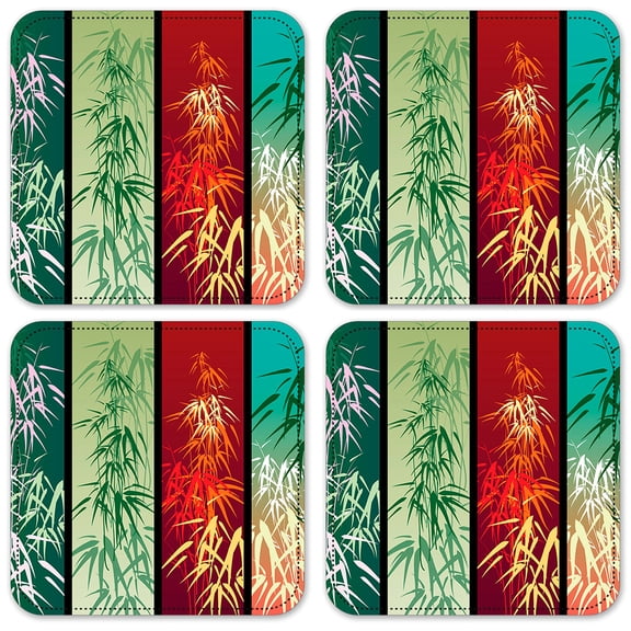 Vinyl Drink Coasters - Set of 4 - Bamboo
