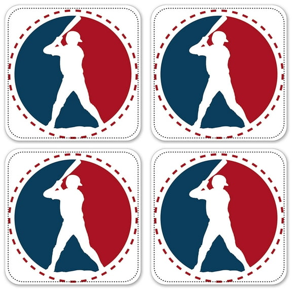Vinyl Drink Coasters - Set of 4 - Baseball Circle
