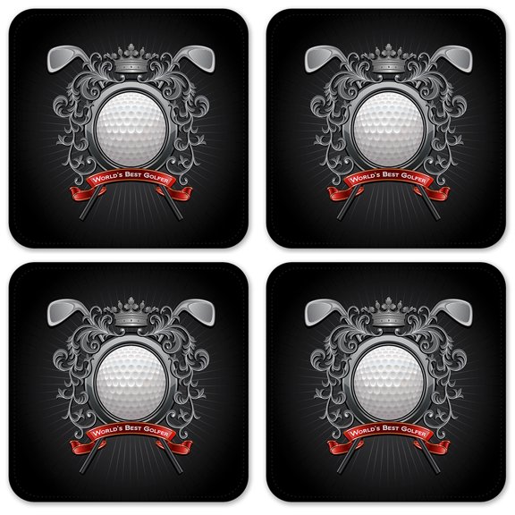 Vinyl Drink Coasters - Set of 4 - Best Golfer