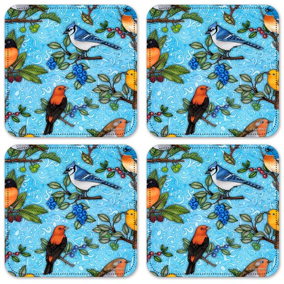 Vinyl Drink Coasters - Set of 4 - Birds - Image by Dan Morris