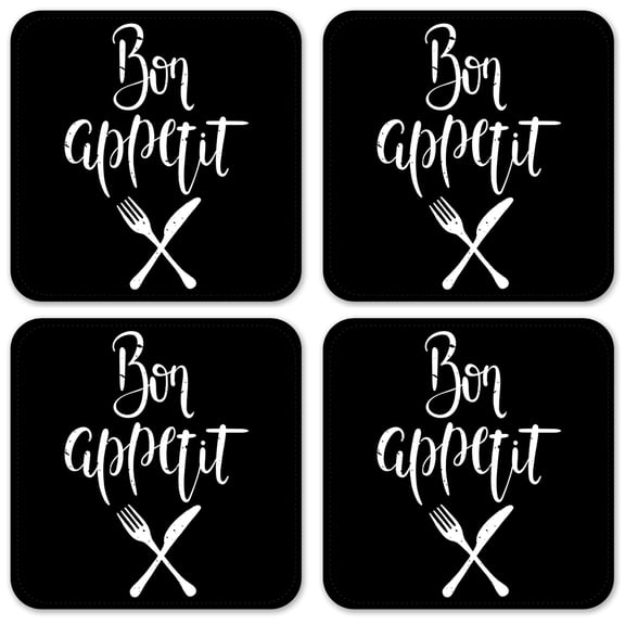 Vinyl Drink Coasters - Set of 4 - Bon Appetite Baby