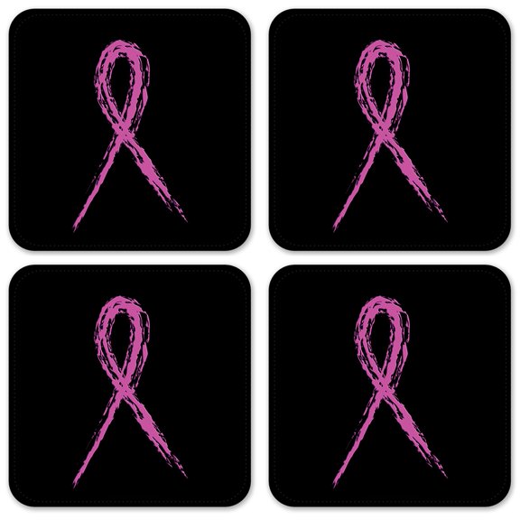 Vinyl Drink Coasters - Set of 4 - Breast Cancer Awareness - Pink Logo
