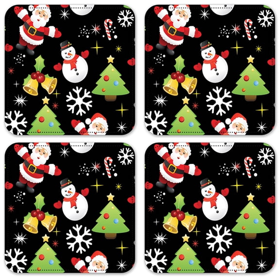 Vinyl Drink Coasters - Set of 4 - Christmas Wrap