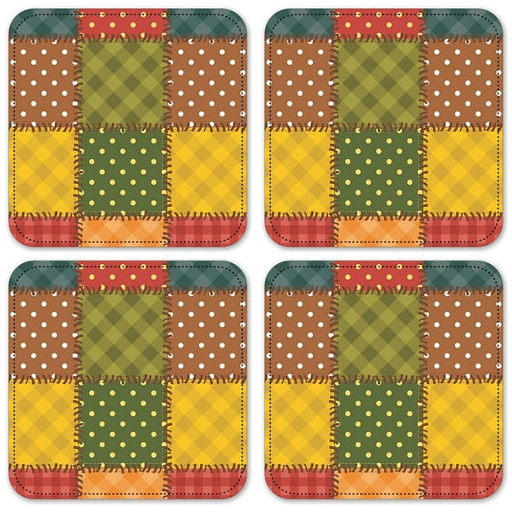 Vinyl Drink Coasters - Set of 4 - Colorful Fabric Squares