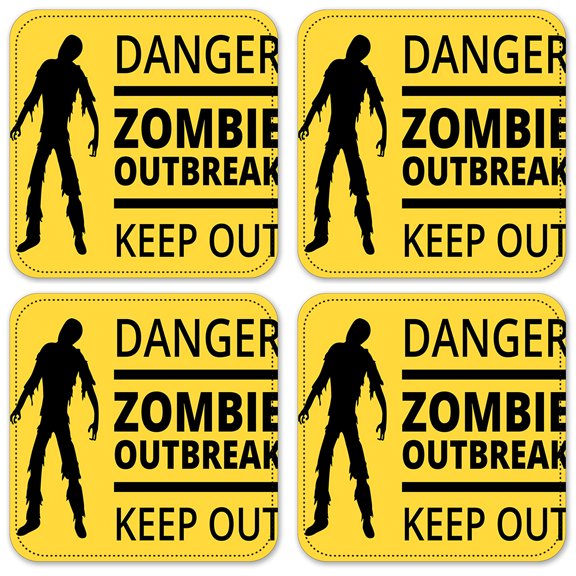 Vinyl Drink Coasters - Set of 4 - Danger Zombie