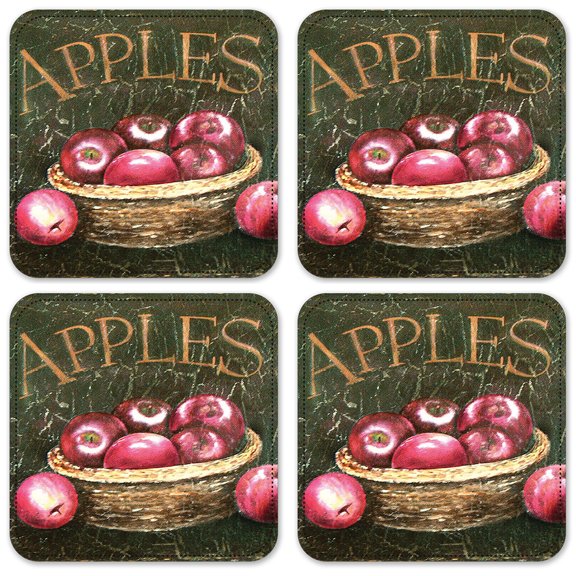 Vinyl Drink Coasters - Set of 4 - Dark Apples