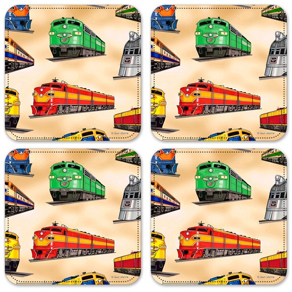 Vinyl Drink Coasters - Set of 4 - Diesel Trains - Image by Dan Morris